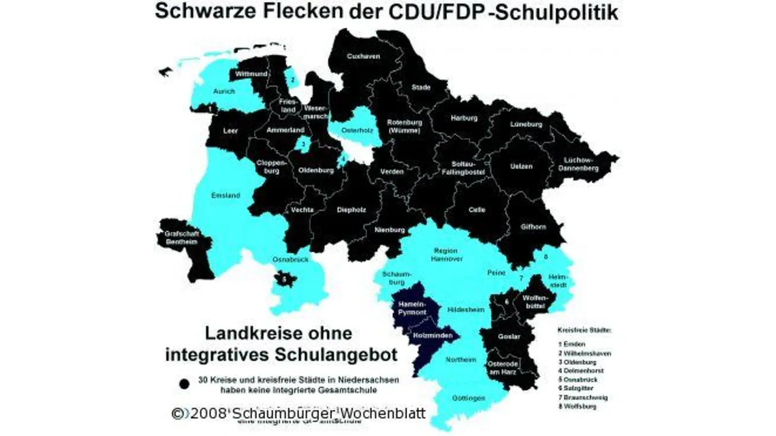 Grüne präsentieren Karte der Landkreise ohne Gesamtschulen (Foto: km)