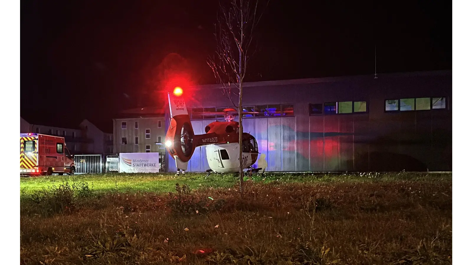 Der Rettungshubschrauber Christoph Niedersachsen startet in Minden. (Foto: Feuerwehr Minden)