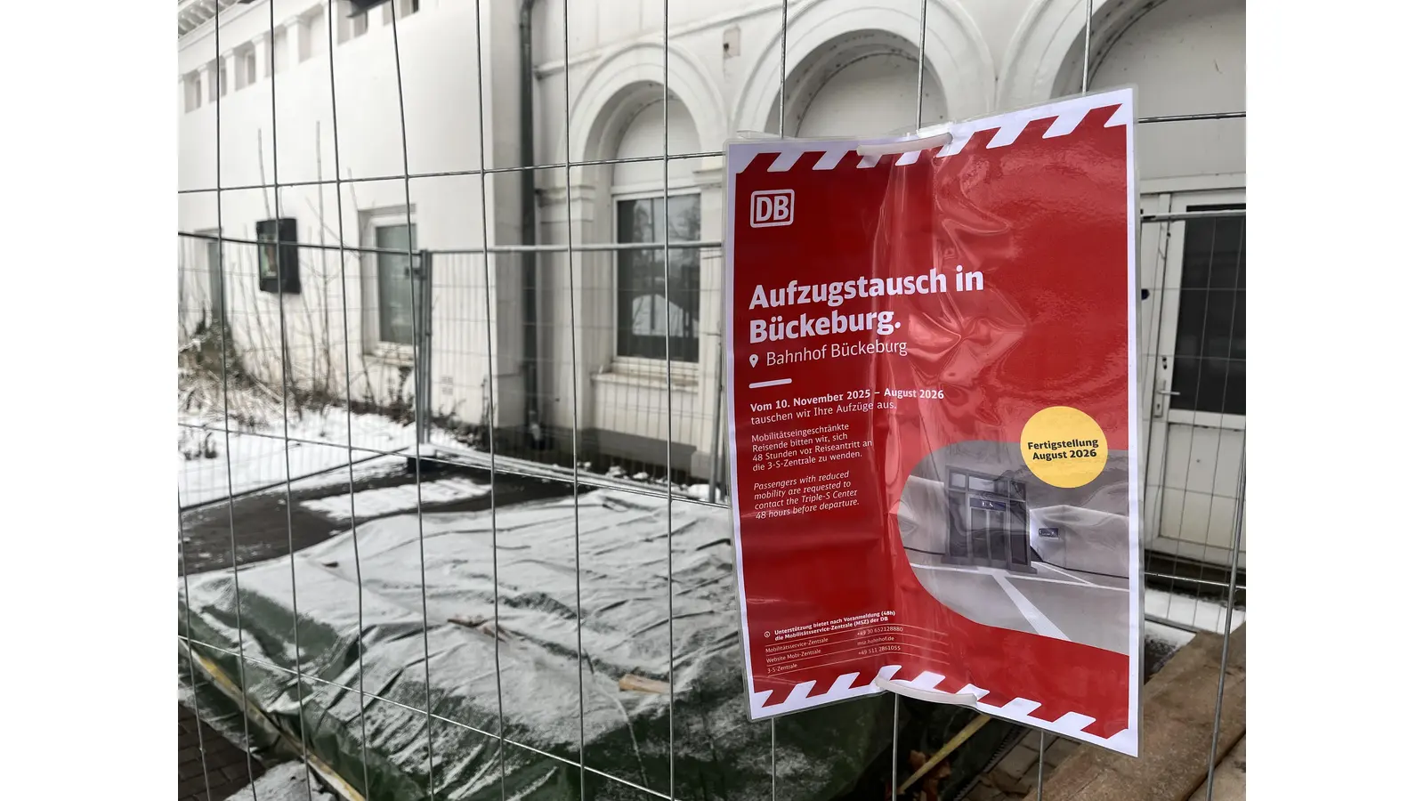 Aufzugtausch in Bückeburg - hier steht erst einmal bis mindestens Juli kein Aufzug zur Verfügung. (Foto: nd)