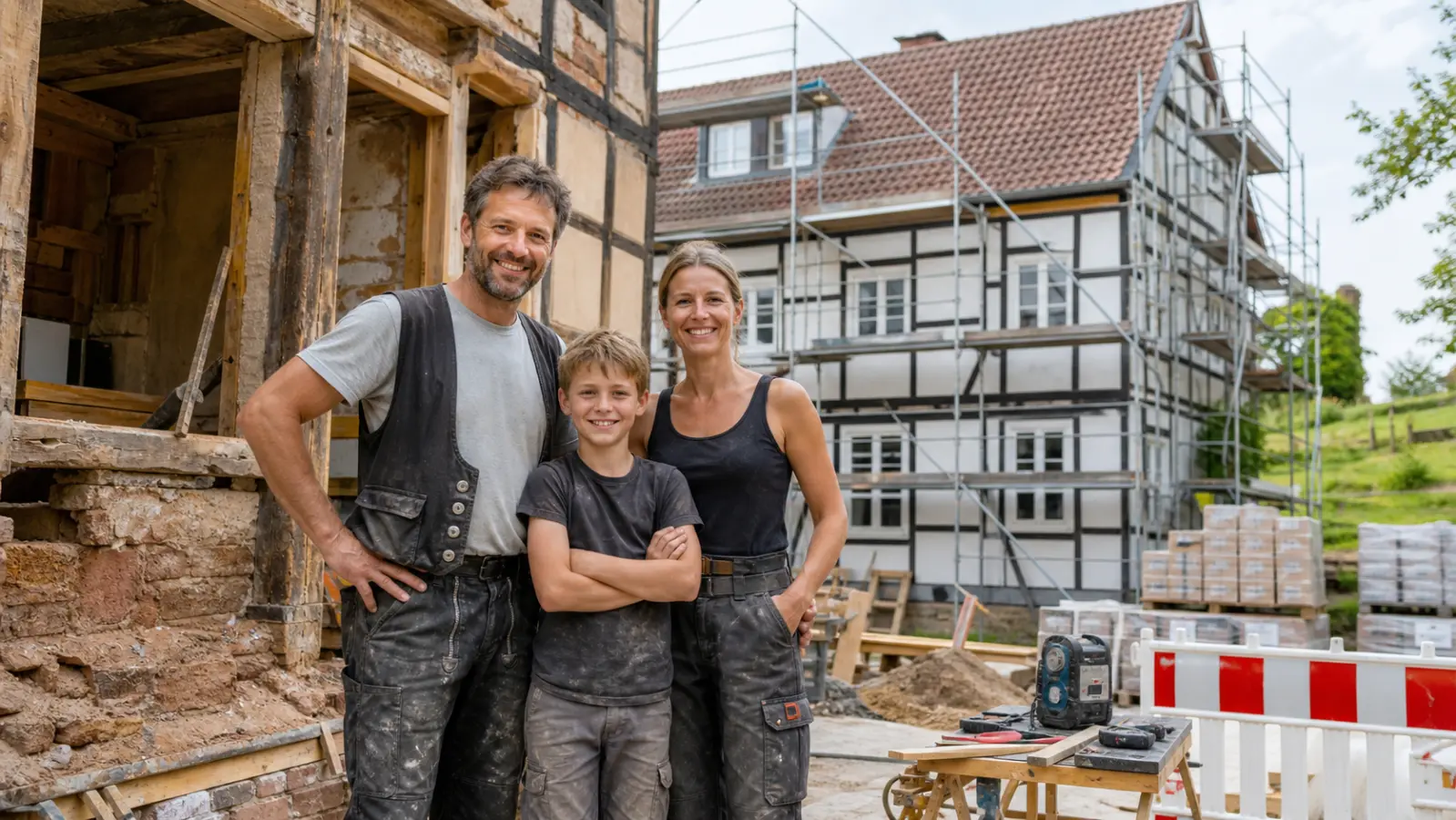 Dafür suchen wir eine Familie oder ein Paar aus dem Schaumburger Land, die uns an ihrem Bauprojekt teilhaben lassen (Foto: KI)