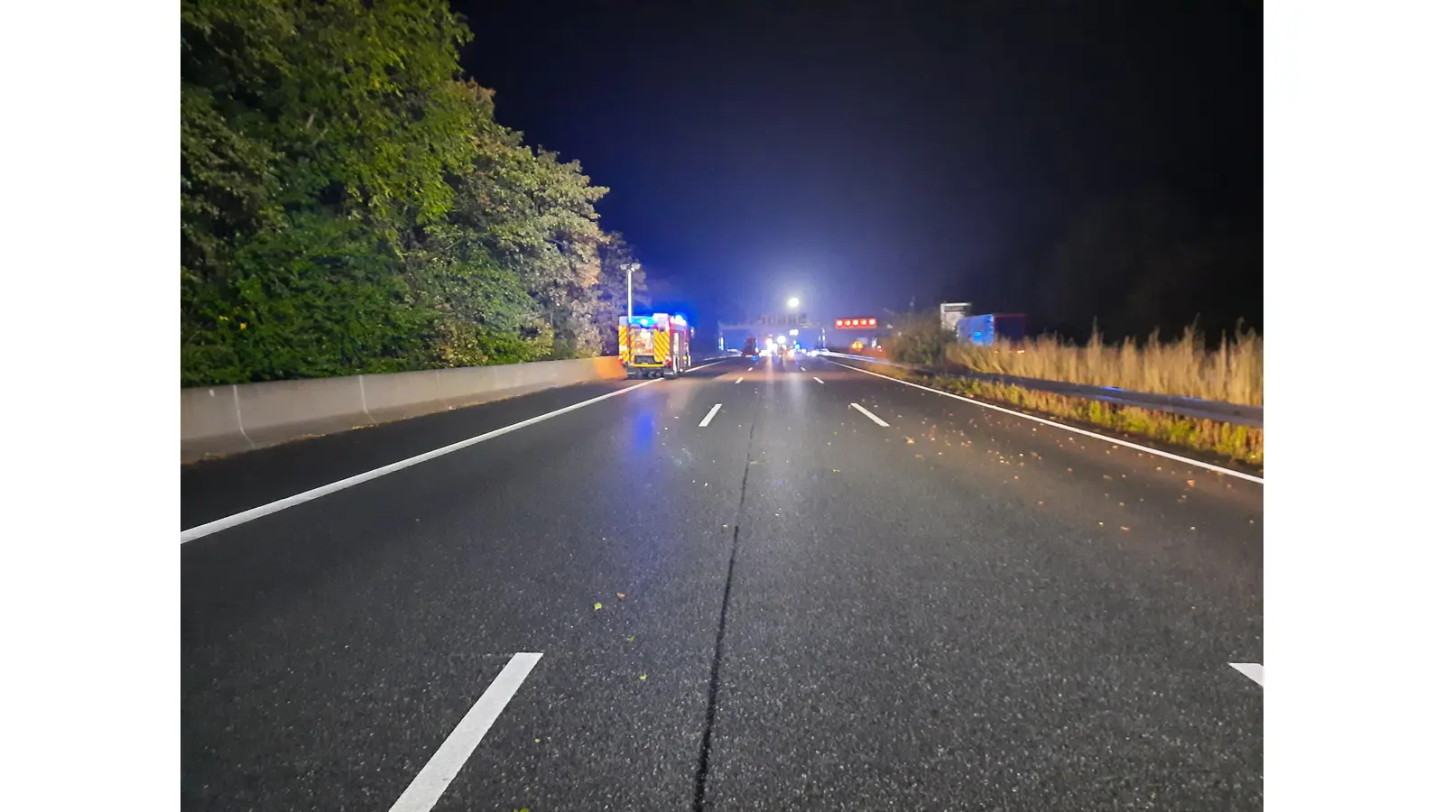 Die Feuerwehr musste die Autobahn hell erleuchten um einen Landung zu ermöglichen. (Foto: privat)