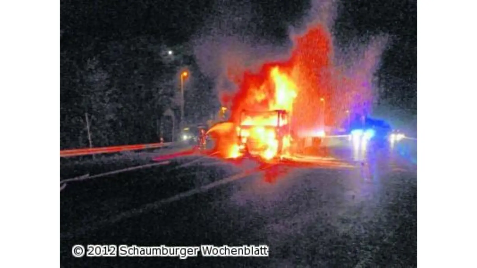 Flambierte Pizza auf der A2 (Foto: ste)