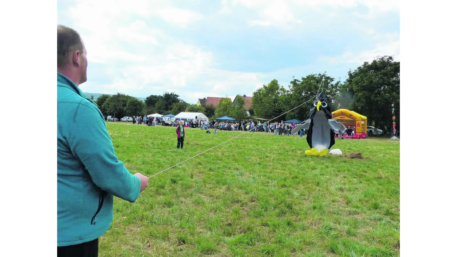 Über der Wiese steigen Drachen und Ballons (Foto: al)