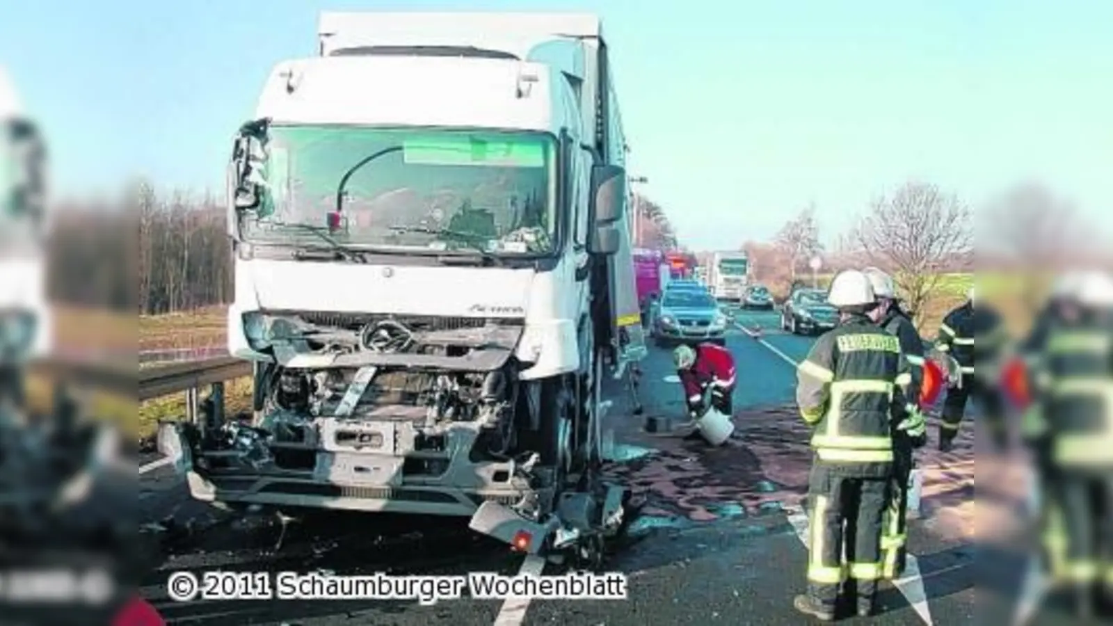 Schwerer Verkehrsunfall mit zwei Lkw auf der B 83 (Foto: red)