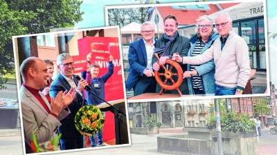Kampf ums Rathaus: Bislang bewerben sich zwei Kandidaten. (Foto: tau, privat, Felix Müller, Bildmontage)