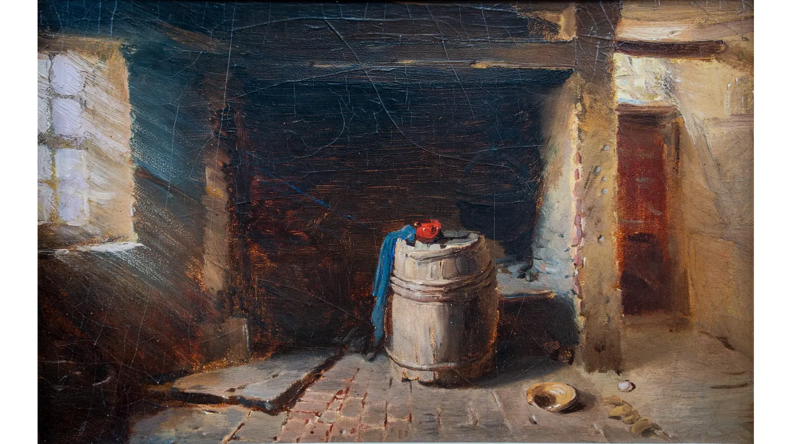 Bilder der Sonderausstellung: Interieur mit Faß und rotem Krug. (Foto: Museumslandschaft Wilhelm Busch Wiedensahl e.V.)