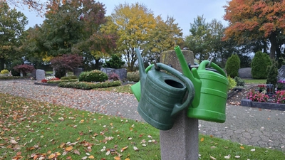 Blick auf Wasserstelle und Grabfeld: Der Friedhof Bokeloh. (Foto: tau)