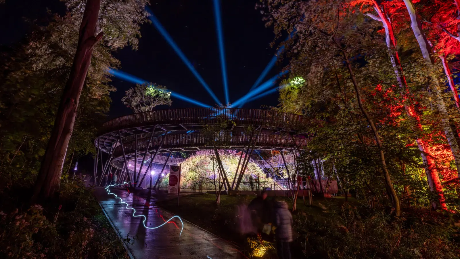 Am vergangenen Freitag, Samstag und Sonntag sorgten die LaGa Lichter für farbenprächtige Baumkronen, fantasievolle Lichtkunst und beeindruckende Walkacts. (Foto: Lennart Schmidt)