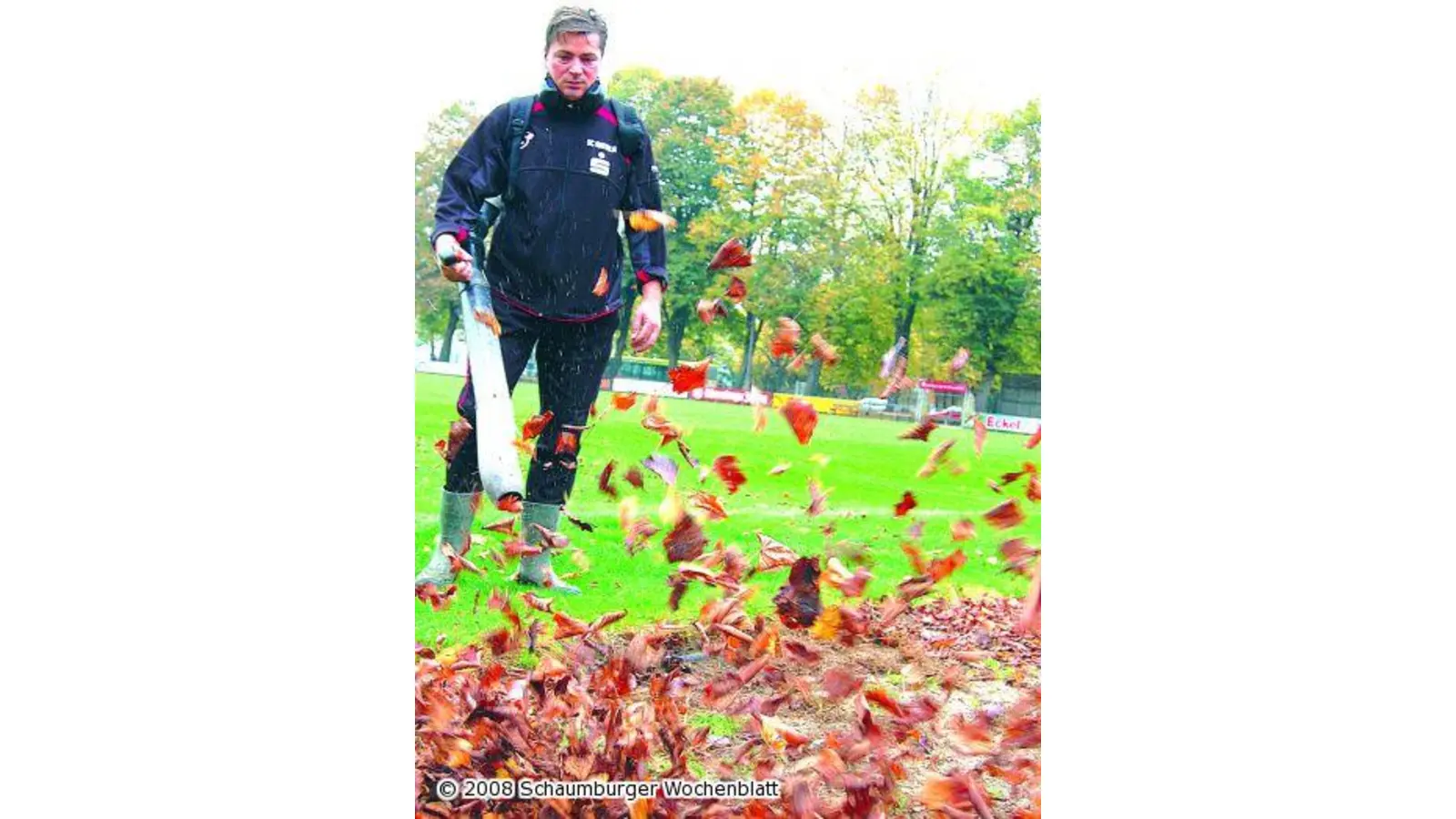 Laub ohne Ende auf dem Sportplatz (Foto: red)