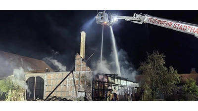 Die Scheune wurde bei dem Brand auf dem Gut zerstört. (Foto: Kreisfeuerwehr)