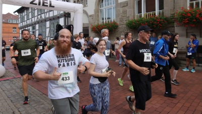 Mit Spaß und in Verkleidung dabei: Teilnehmer des ersten Citylaufes. (Foto: tau)
