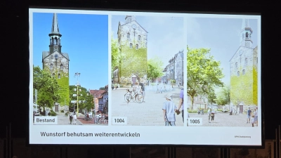 Im Stadttheater: Die Vorstellung der Entwürfe zur Innenstadtsanierung. (Foto: tau)