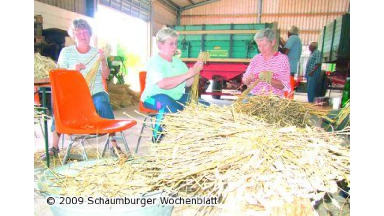 Im Konvoi unterwegs nach Rehren Frauen und Männer der Dorfgemeinschaft schmücken ihren Erntewagen (Foto: tt)