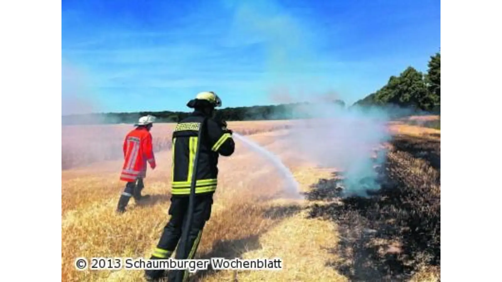 Abgemähtes Getreidefeld gerät plötzlich in Brand (Foto: bt)