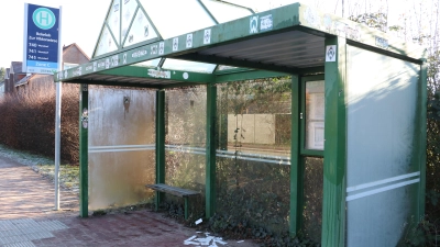 Da wird sich mancher Bürger fragen, welchen Sinn das Bekleben eines Buswartehäuschens macht. (Foto: gi)