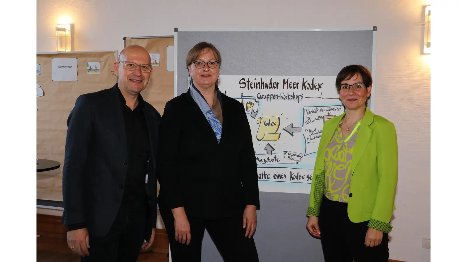 Gehören zu den Akteuren der 13. Steinhuder Meer Konferenz (v.li.): Jens Palandt, Landesbeauftragte regionale Landesentwicklung Leine-Weser Frauke Patzke und Doreen Juffa. 