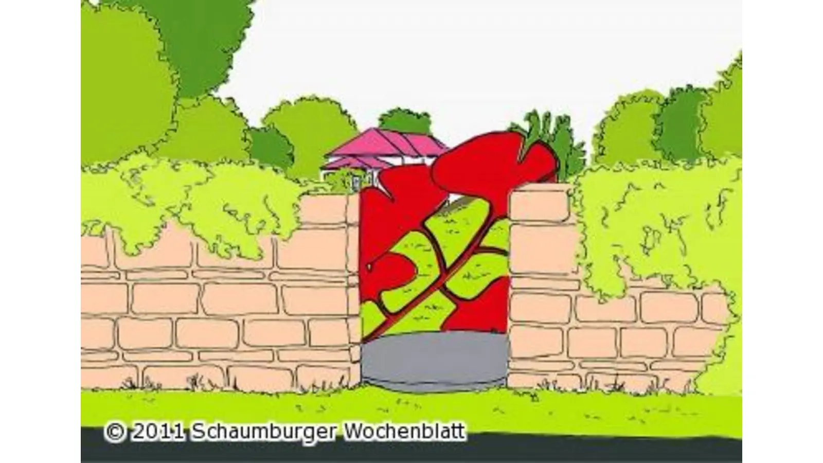 Das Loch in der Mauer könnte schon im Herbst mit dem Gingkozweig gefüllt werden (Foto: km)