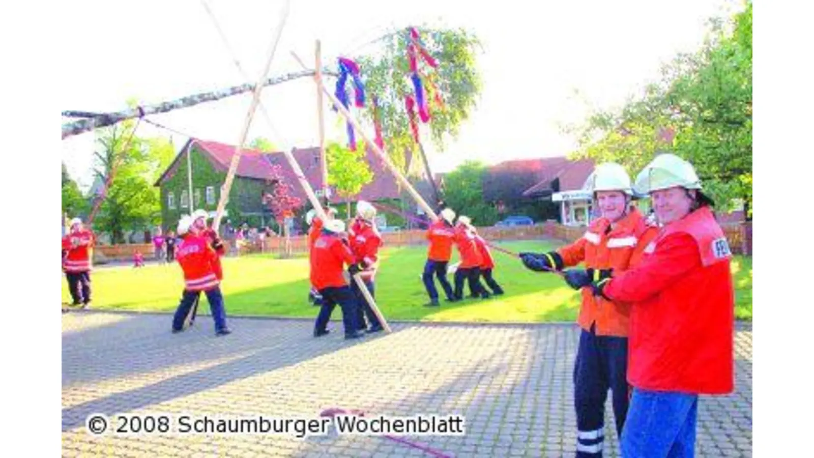Auf dem Dorfplatz steht jetzt eine Birke (Foto: wtz)