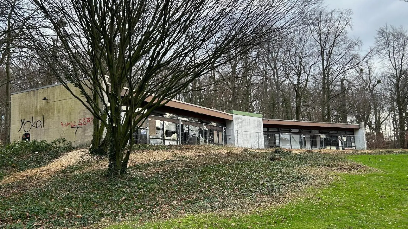 Nach dem Freischnitt ist die alte Liegehalle deutlich sichtbar. Sie wird zur LaGa in neuem Glanz erstrahlen.  (Foto: gk)