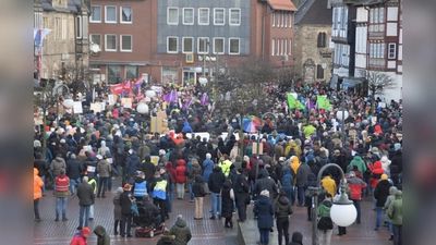 Rund 1500 Menschen kommen zur Demonstration gegen Rechtsextremismus nach Stadthagen, das Bündnis will den Einsatz für eine offene Gesellschaft verstetigen.  (Foto: ab)