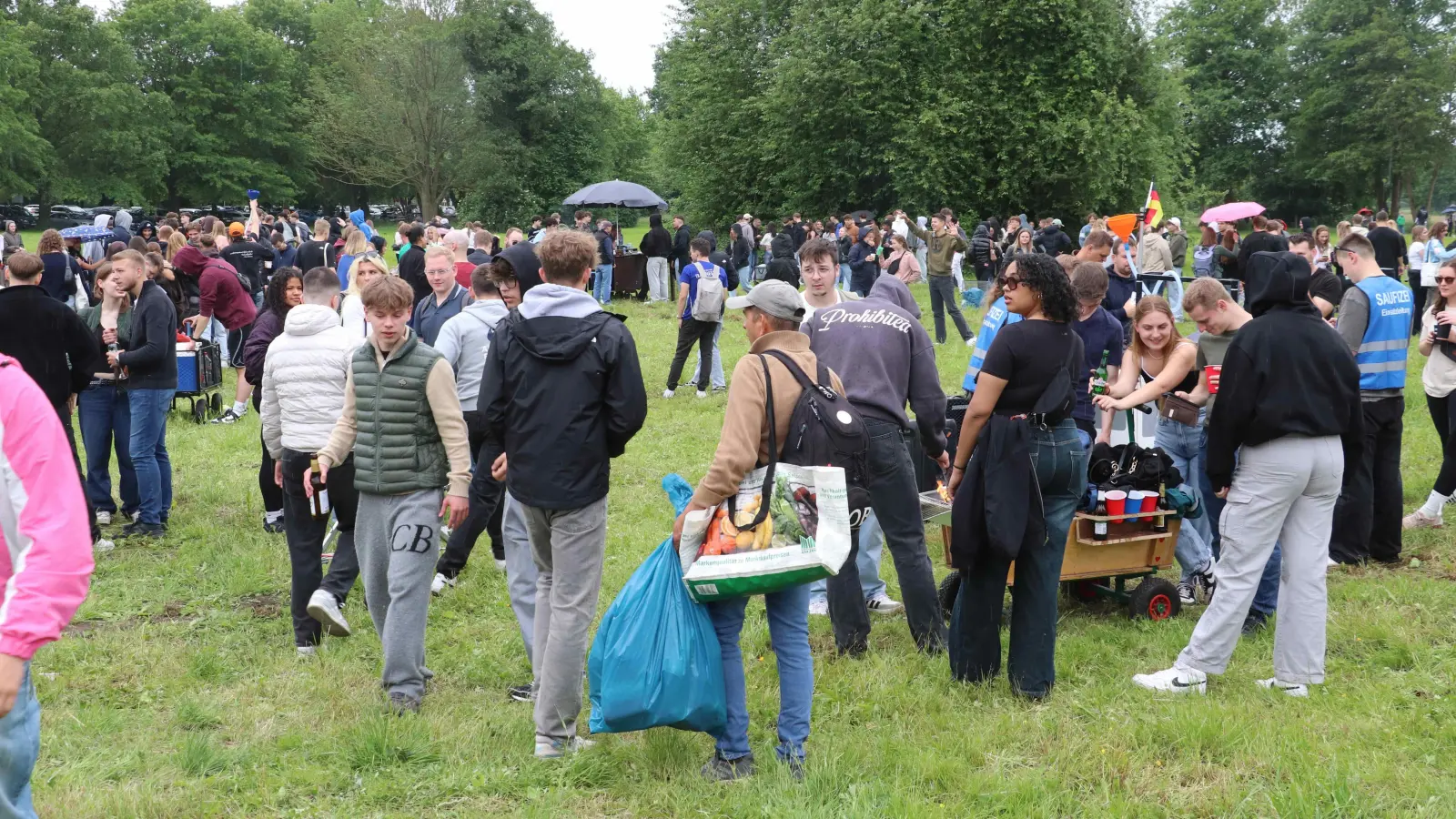 Auf der Wiese vor den Strandterrassen: Rund 600 friedlich Feiernde. (Foto: gi)