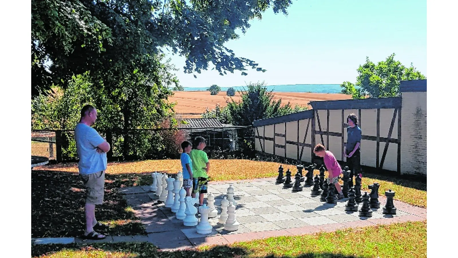 Schachsport im Schatten der hohen Linde gespielt (Foto: al)