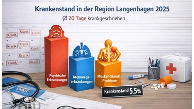 Daten ausgewertet: Beschäftigte sind im Durchschnitt an 20 Tagen krankgeschrieben. (Foto: KI generiertes Bild)