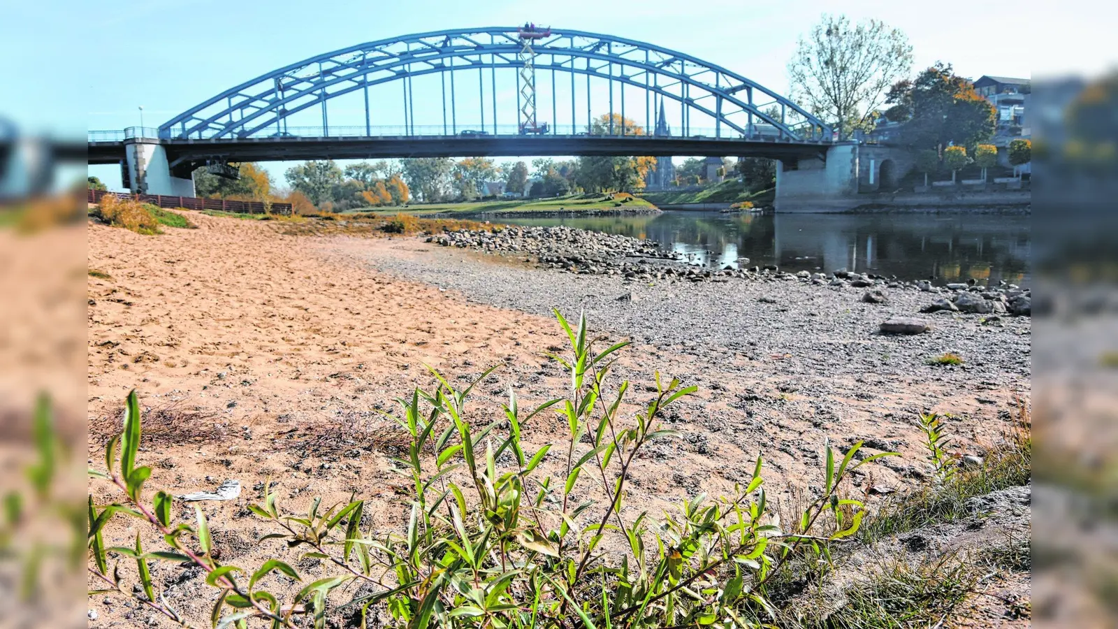 Die Weser hat nur noch wenige Zentimeter Wasser (Foto: ste)