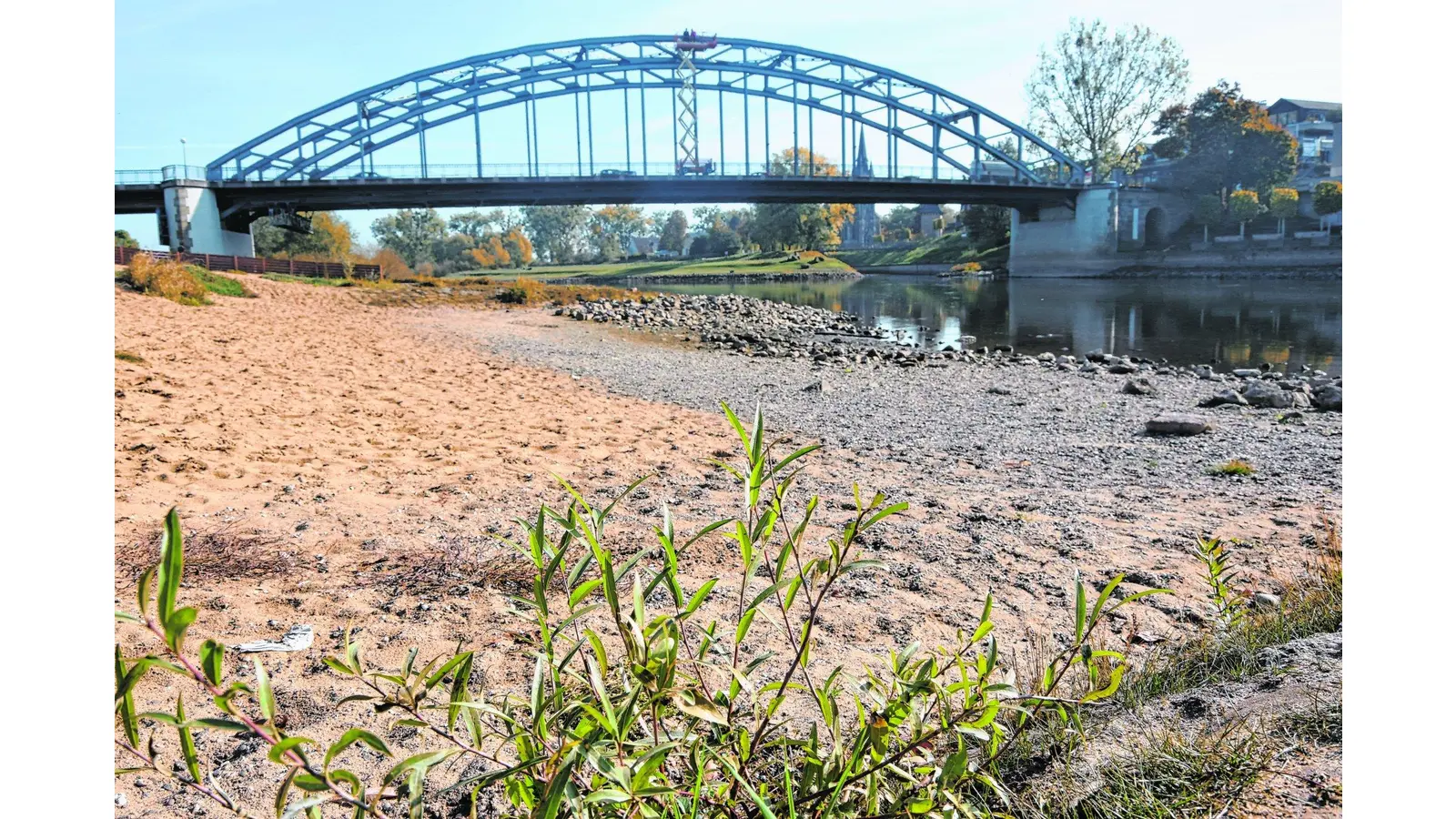 Die Weser hat nur noch wenige Zentimeter Wasser (Foto: ste)