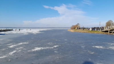 Wintereinbruch lockte ans Steinhuder Meer. Spaziergänger an der Steinhuder Promenade. (Foto: wb)
