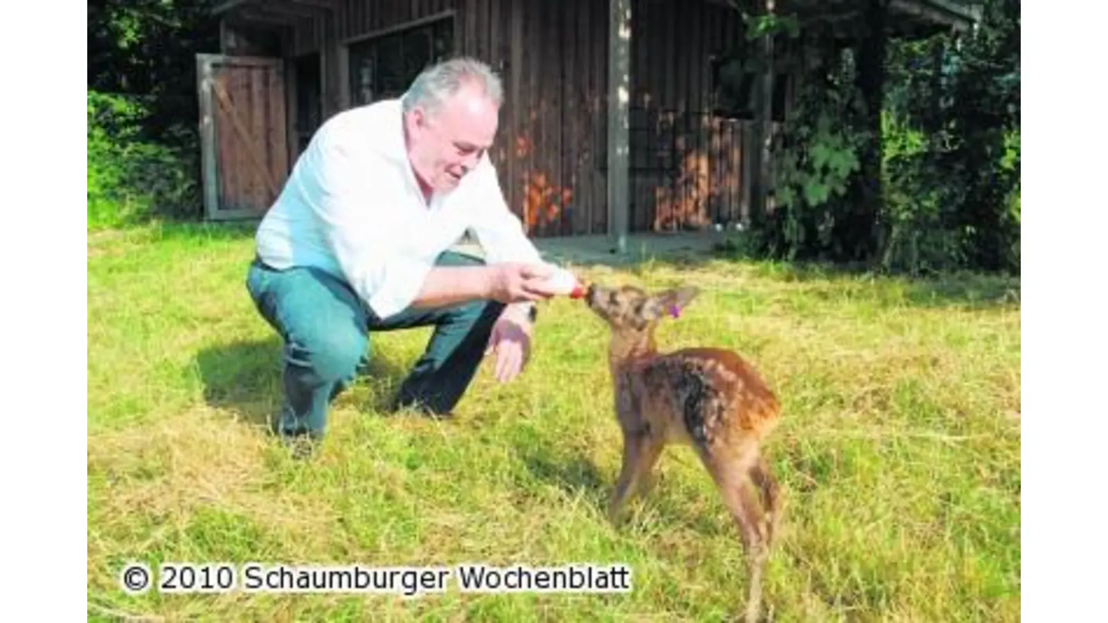 Drewes übernimmt die Patenschaft für Rehkitz (Foto: em)