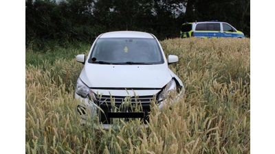 Das Fahrzeug wurde verunfallt im Maisfeld zurückgelassen. (Foto: Polizei Minden-Lübbecke)