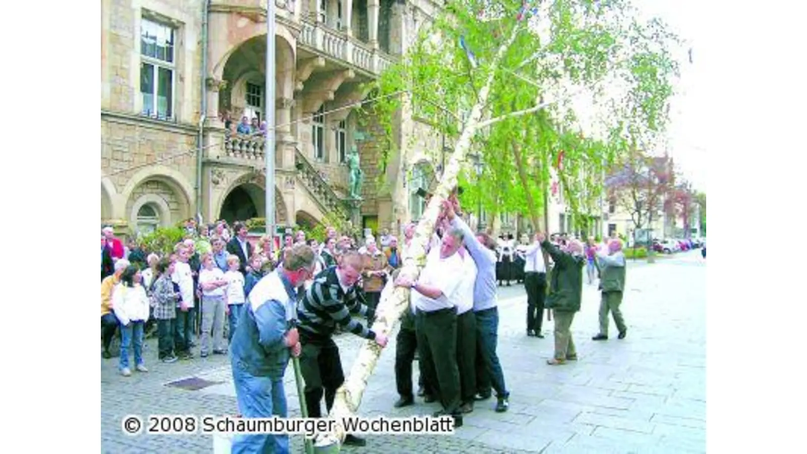 Prächtiger Maibaum schmückt Marktplatz (Foto: red)